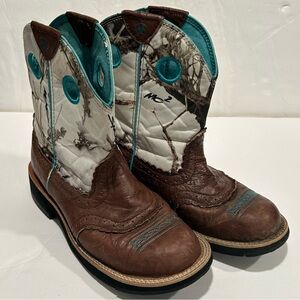 Ariat Fatbaby Women’s Cowboy Boots Size 7B Brown Western Cowgirl Camo Turquoise
